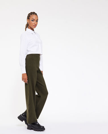 Pantalon en maille large et droit vert kaki - Pimkie