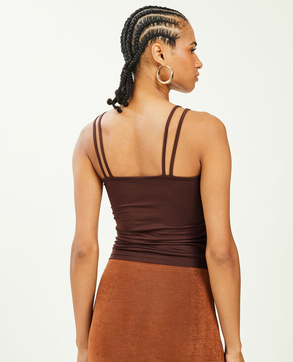 Top avec liens coulissés marron - Pimkie