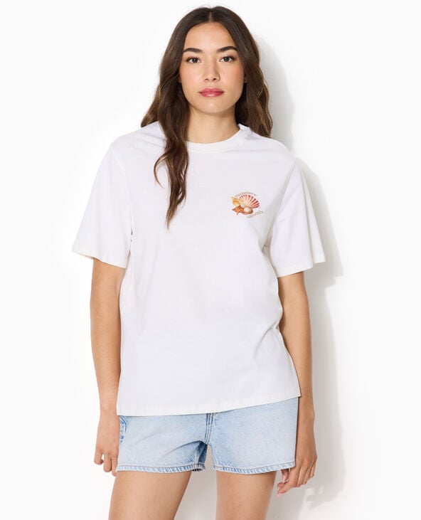 T-shirt oversize print poitrine et dos blanc - Pimkie