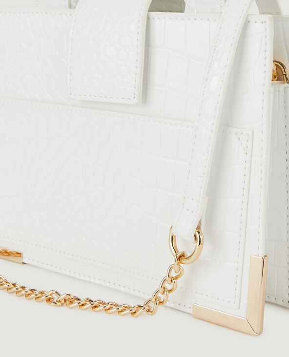Sac boxy effet croco verni blanc - Pimkie