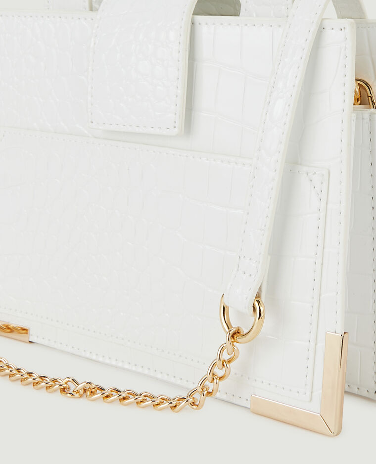 Sac boxy effet croco verni blanc - Pimkie