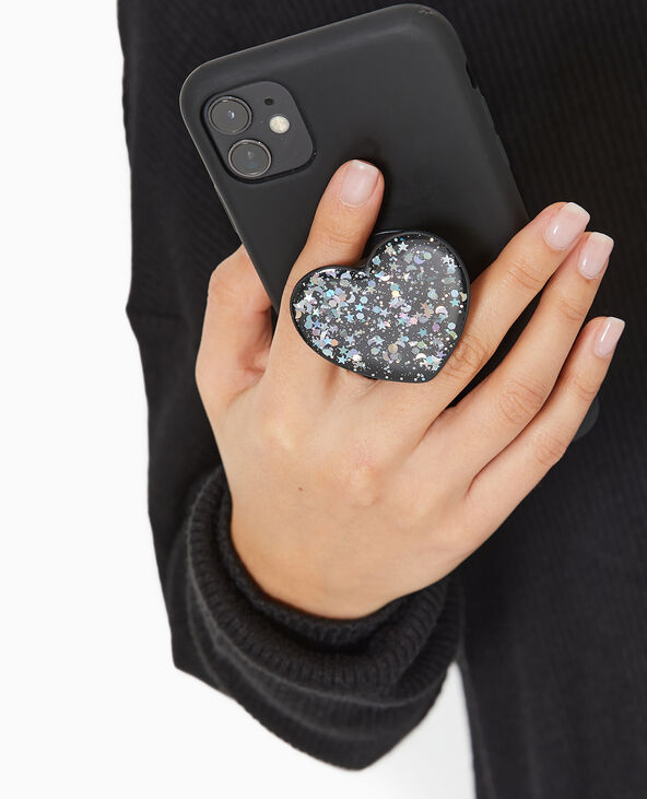 Popgrip cœur pour téléphone noir - Pimkie