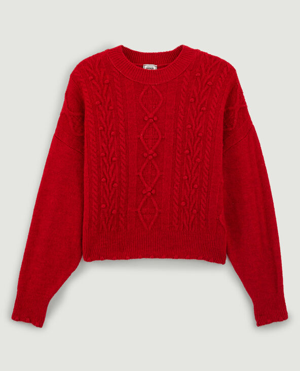 Pull torsadé rouge - Pimkie