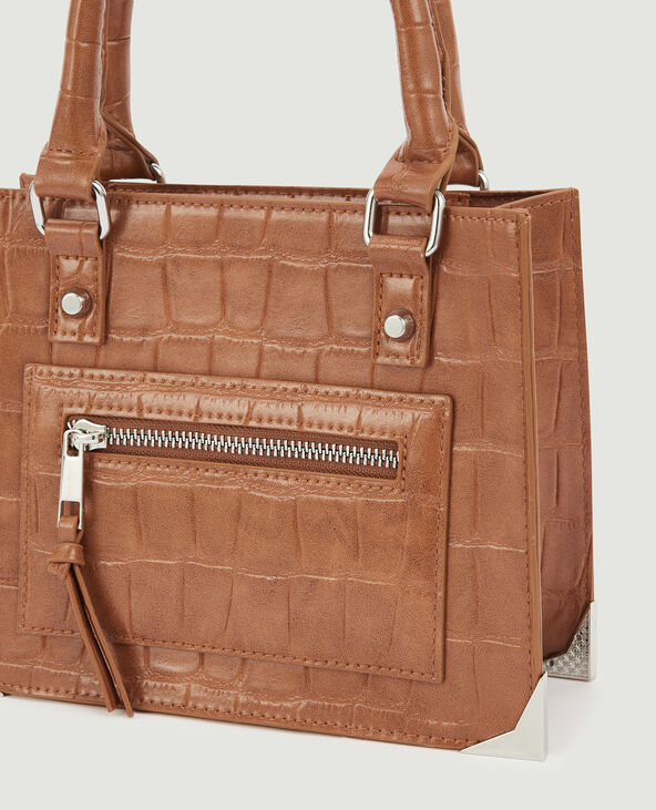 Sac boxy effet croco avec chaîne camel - Pimkie