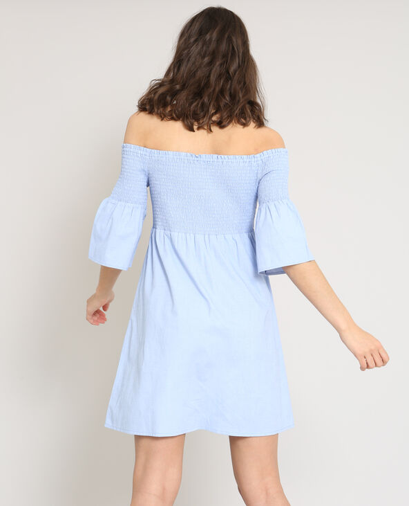Robe à col bardot bleu clair - Pimkie