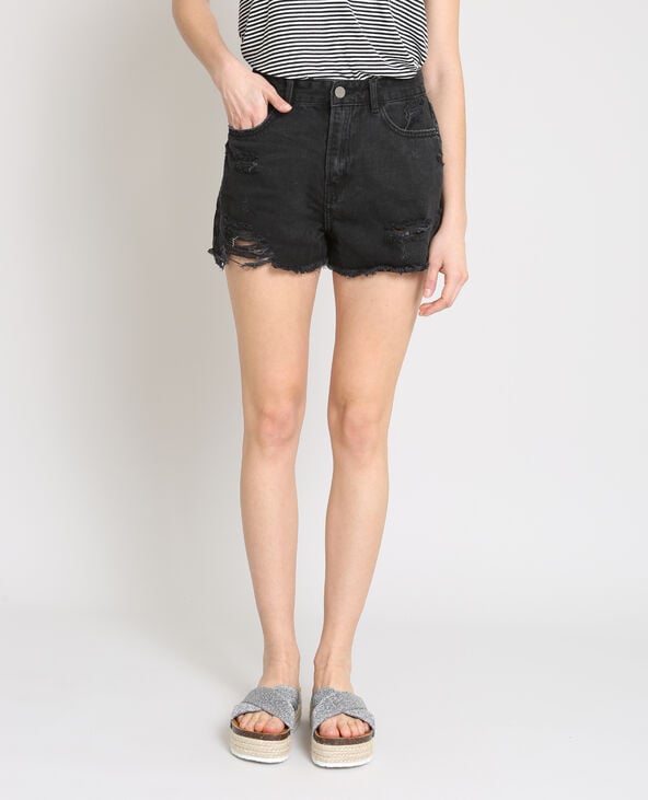 Short en jean destroy noir - Pimkie