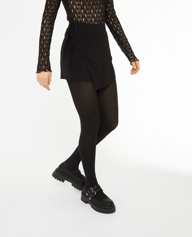 Jupe-short porte-feuille avec nouettes noir - Pimkie