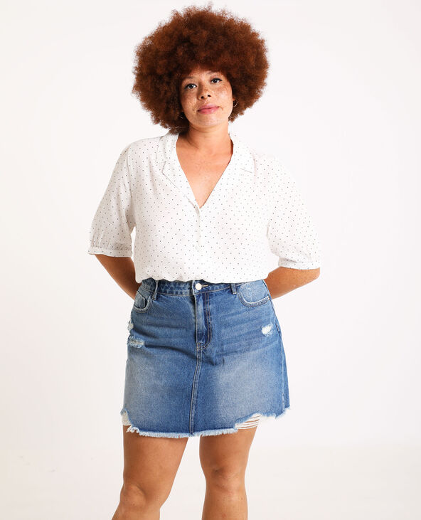 Chemise courte à pois blanc - Pimkie