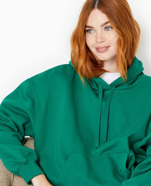 Sweat capuche avec poche devant vert foncé - Pimkie