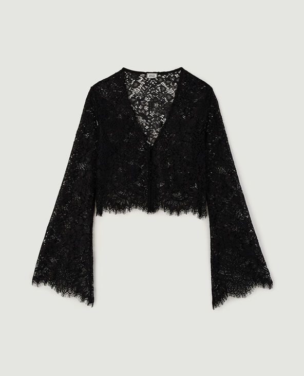 Blouse courte en dentelle noir - Pimkie