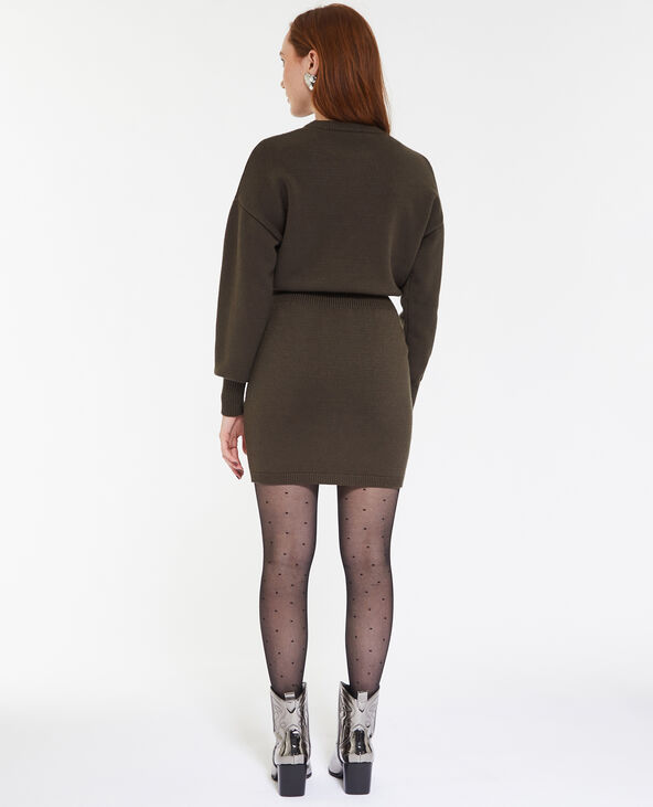 Robe-pull en maille avec taille resserrée vert kaki - Pimkie
