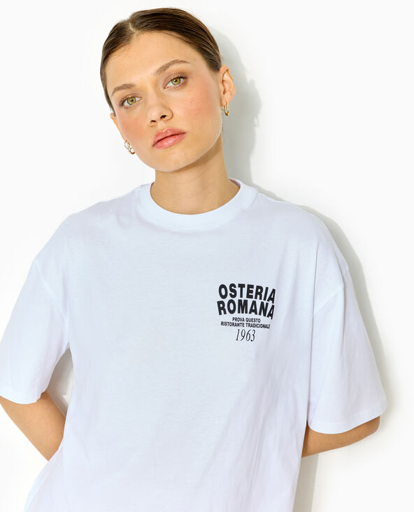 T-shirt oversize avec print poitrine et dos blanc - Pimkie