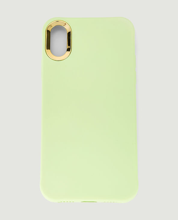 Coque iPhone contour doré vert anis - Pimkie