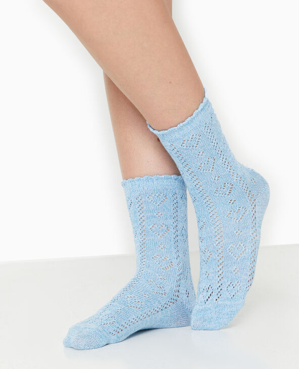 Paire de chaussettes en maille ajourée avec lurex bleu - Pimkie