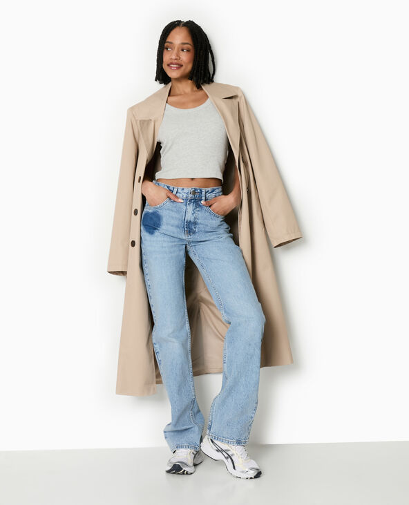 Jean droit taille haute avec cœurs bleu - Pimkie