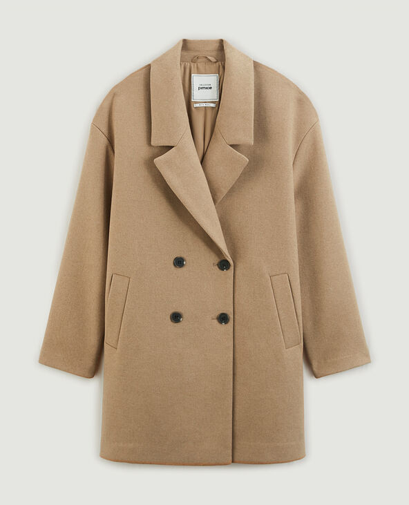 Caban oversize en drap de laine camel - Pimkie