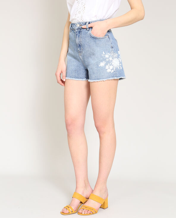 Short brodé bleu foncé - Pimkie