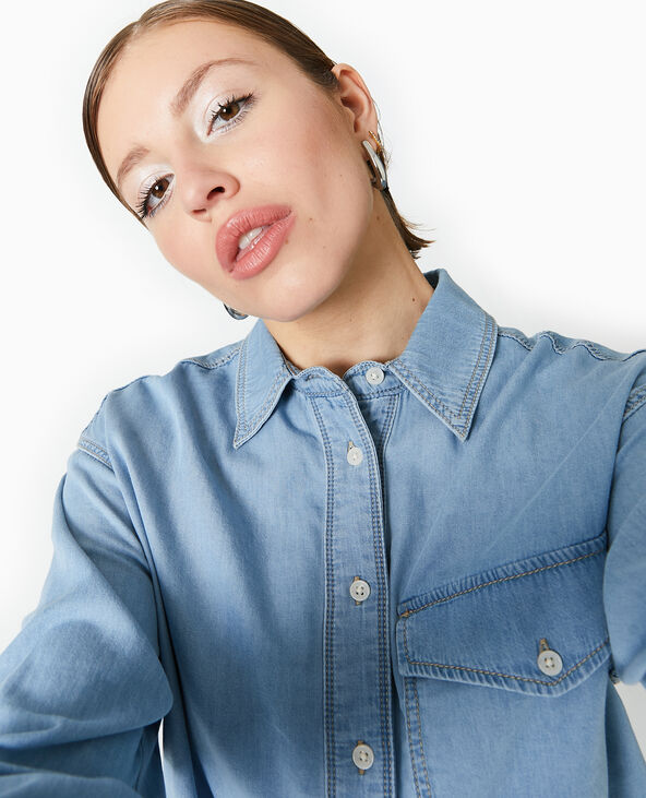 Chemise en jean fluide bleu - Pimkie