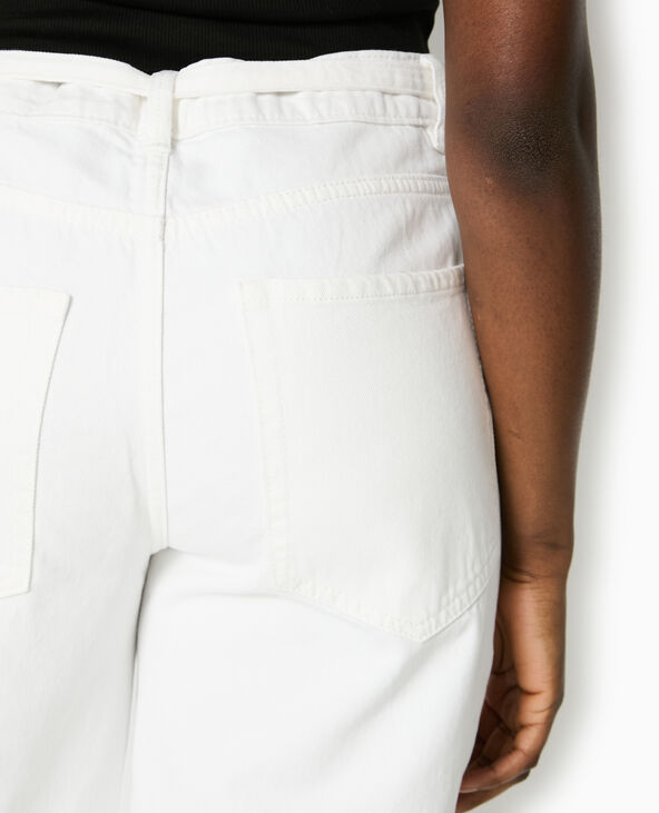 Jean baggy taille basse avec ceinture à nouer blanc - Pimkie