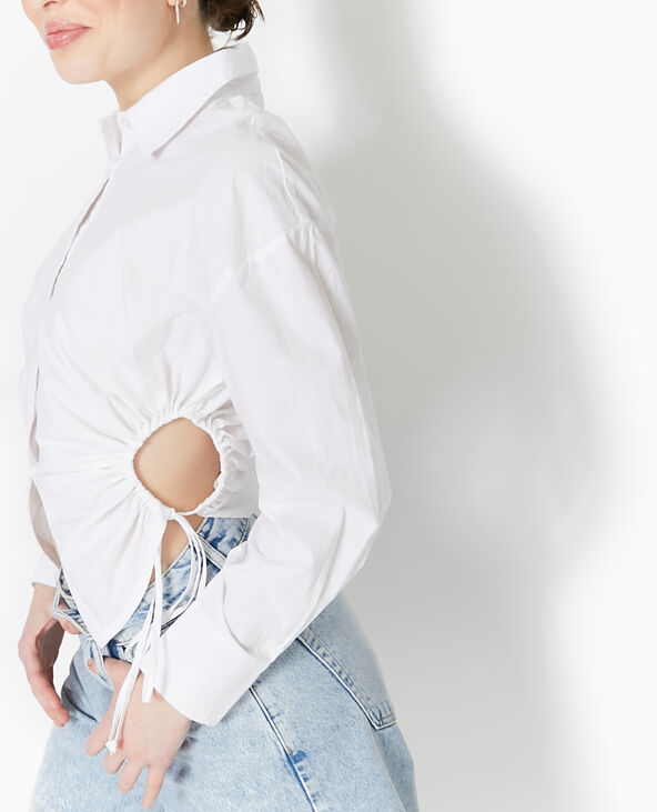 Chemise avec cut out et liens coulissés blanc - Pimkie