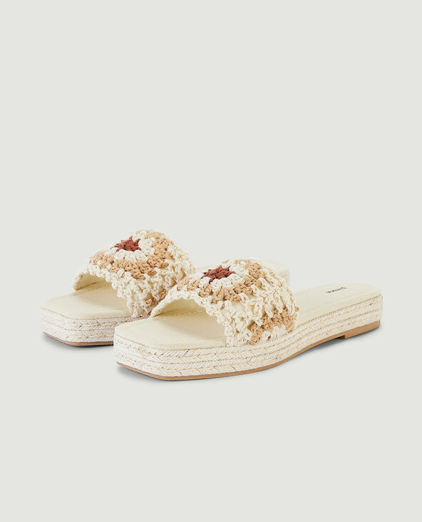 Mules en crochet fleur blanc - Pimkie