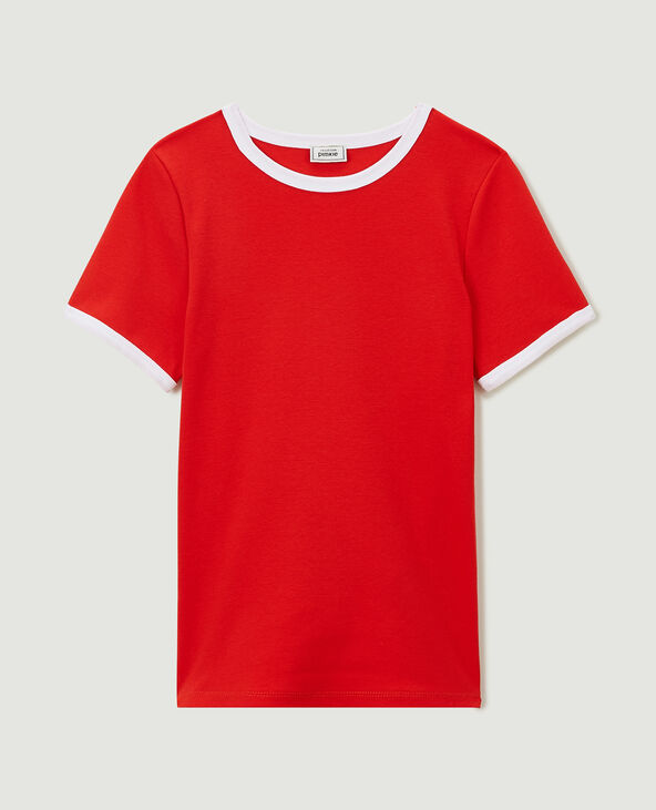 T-shirt manches courtes avec bords contrastés rouge - Pimkie