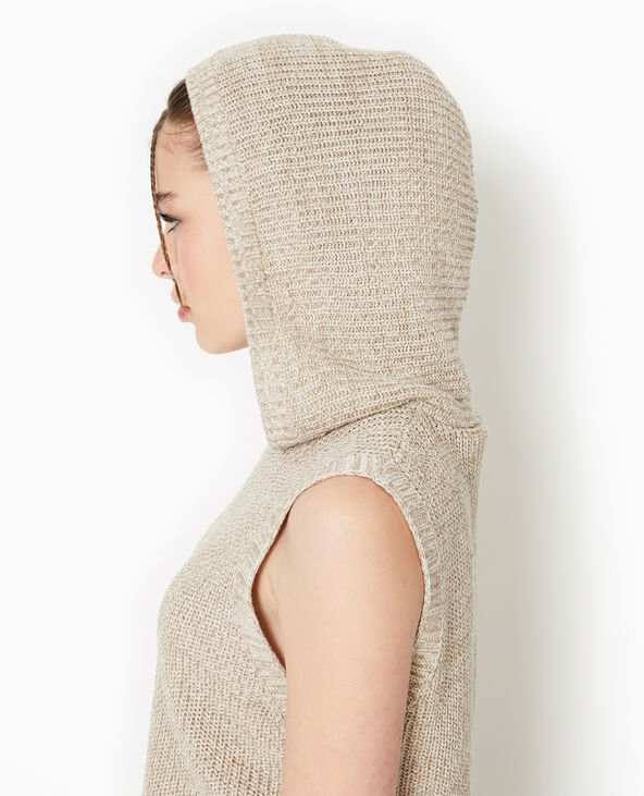 Pull sans manches avec capuche beige - Pimkie