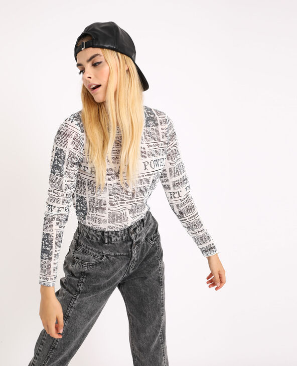 T-shirt en mesh blanc - Pimkie
