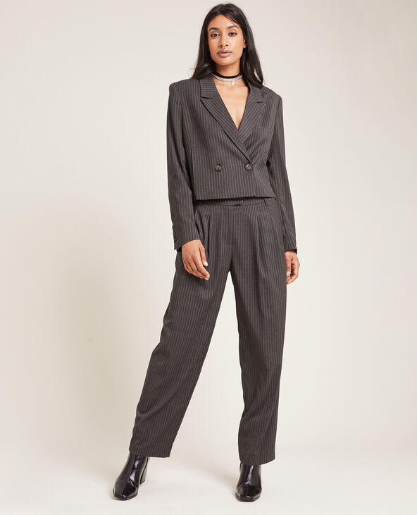 Pantalon large et droit à pinces taupe - Pimkie