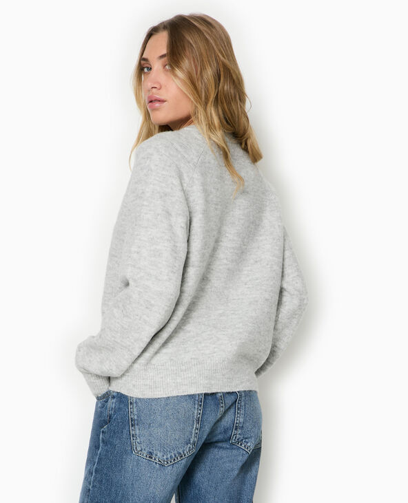 Pull en maille avec chien gris chiné - Pimkie