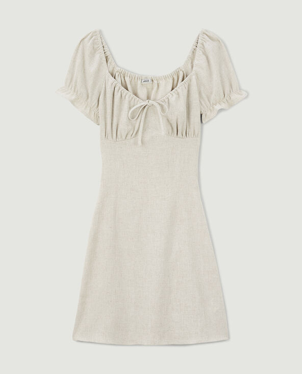 Robe courte dos-nu avec laçage beige - Pimkie
