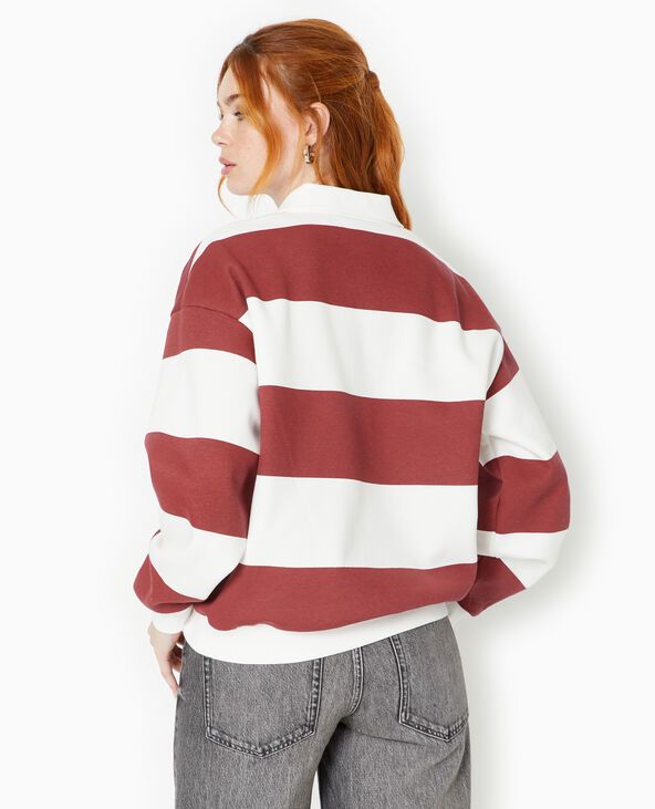 Sweat à rayures avec col polo bordeaux - Pimkie