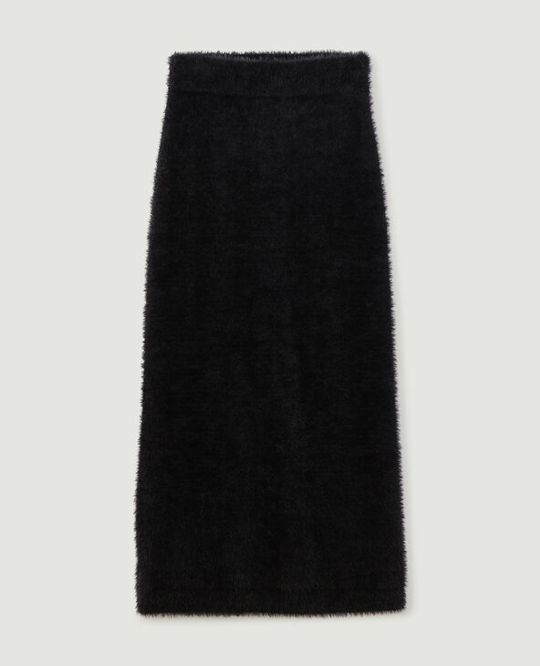 Jupe longue en maille fluffy et poilue noir - Pimkie