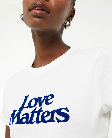 T-shirt manches courtes avec flocage velours blanc - Pimkie
