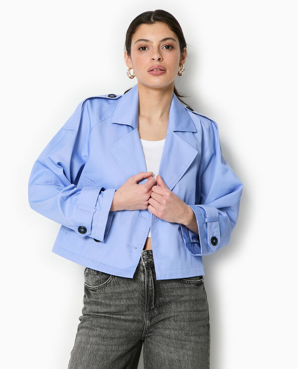 Trench court en toile bleu - Pimkie