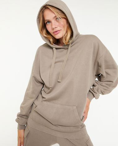 Sweat capuche oversize effet lavé taupe - Pimkie