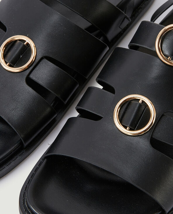 Sandales plates avec anneaux noir - Pimkie