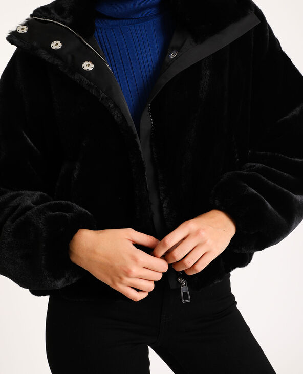 Blouson en fausse fourrure noir - Pimkie