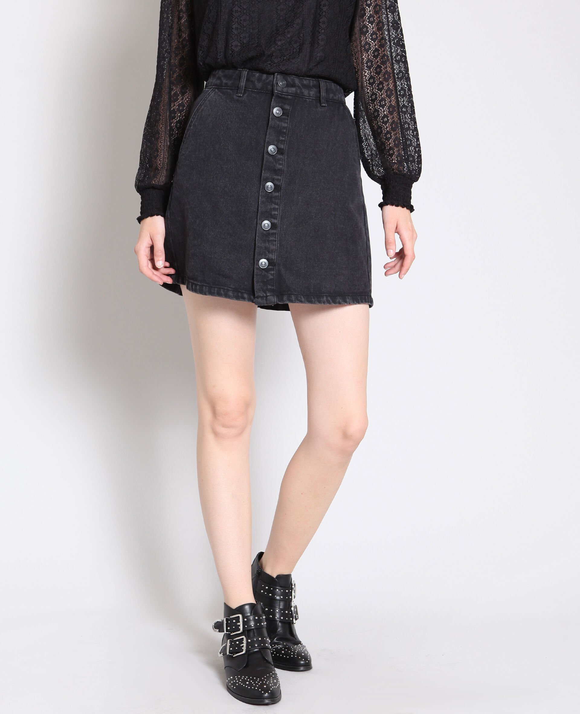 Jupe en jean noir - 690492899A08 | Pimkie