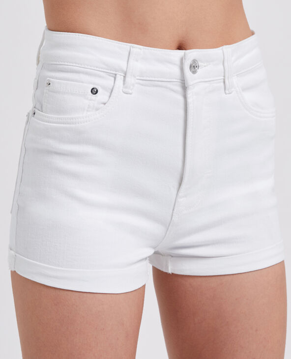 Short en jean bords roulottés blanc - Pimkie