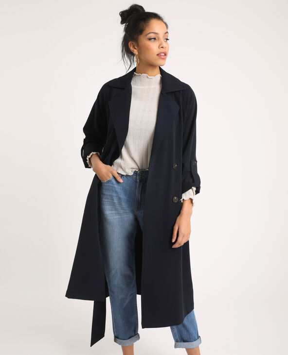 Trench fluide bleu marine top