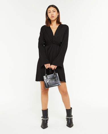 Robe courte effet torsadé devant noir - Pimkie