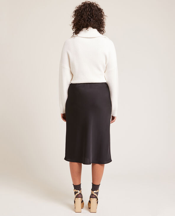 Jupe midi en tissu satiné noir - Pimkie