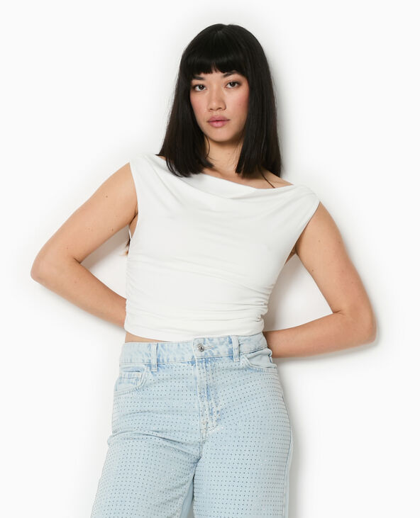 Top bénitier avec fronces côtés blanc - Pimkie