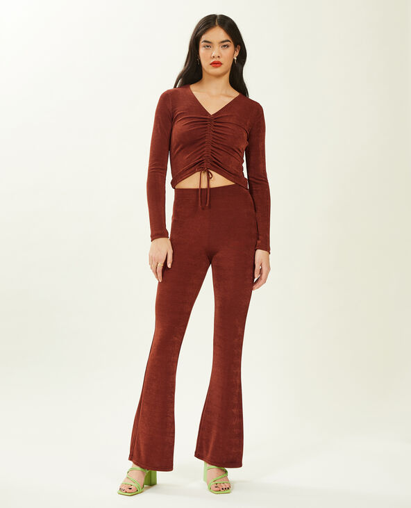 Pantalon flare en tissu fluide marron - Pimkie