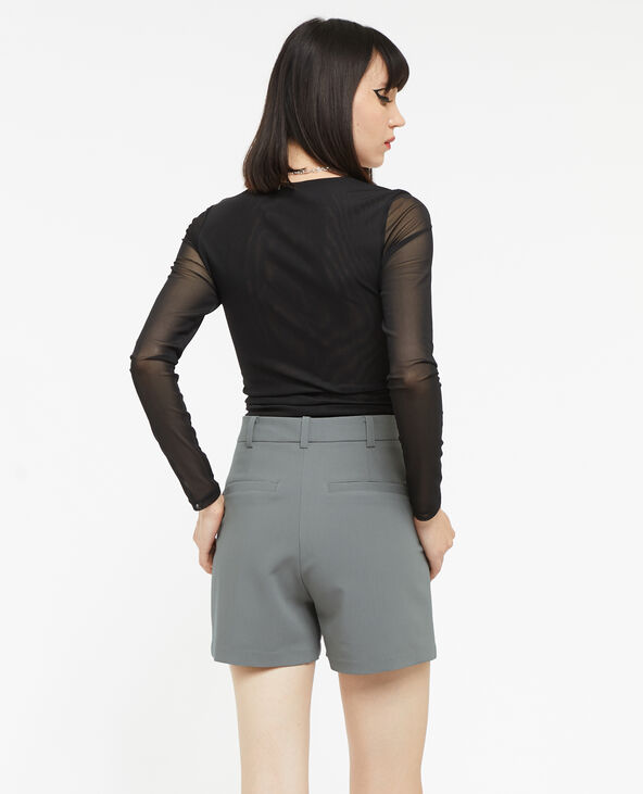Short taille haute avec pinces gris foncé - Pimkie
