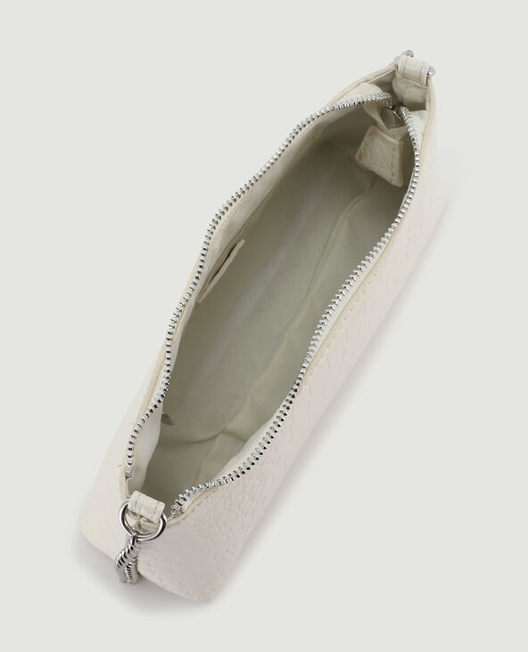 Sac pochette effet croco verni blanc - Pimkie
