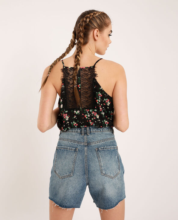 Top à fleurs noir - Pimkie