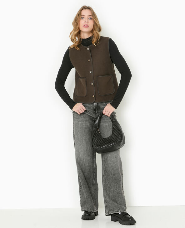 Veste sans manches en polaire marron - Pimkie