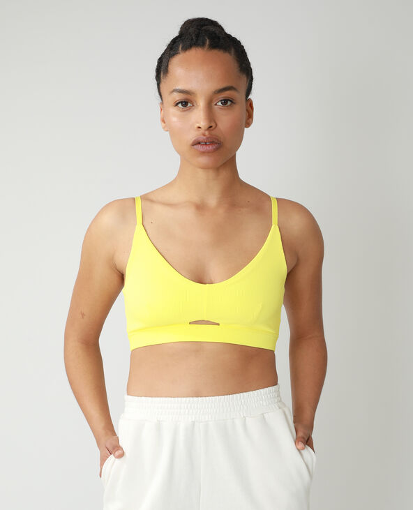 Brassière côtelée jaune - Pimkie